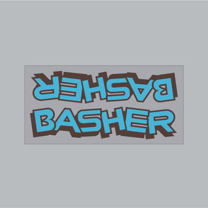 SE Racing - Basher by Murray Downtube decal in baby blue with brown shadow
