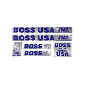 BOSS - Racing USA 20" TEAM blue on chrome decal set