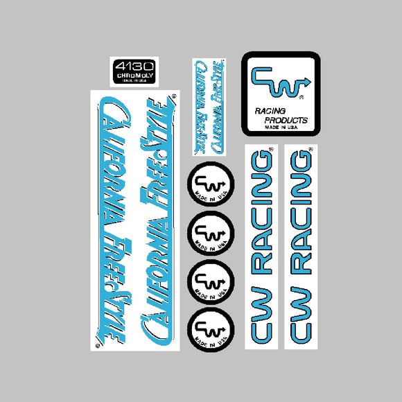 CW - California Freestyle 84/85 Blue over White Decal set