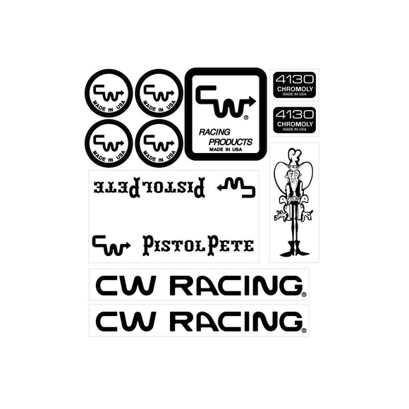 CW - Pistol Pete Mustache 84/85 Black over clear Decal set