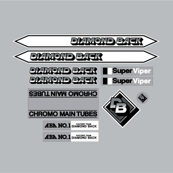 Diamond Back - 1984 Super Viper - for grey frame decal set