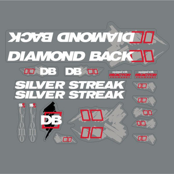 1990 Diamond Back - Silver Streak decal set for Black frame | BMX