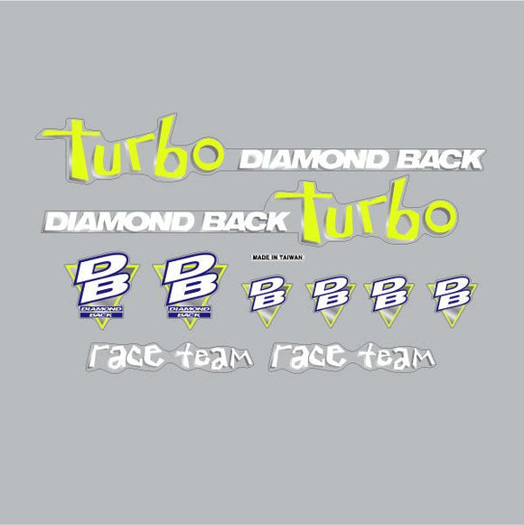 Diamond Back - 1993 Turbo decal set in Fluro Yellow