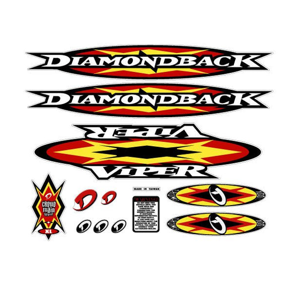 Diamond Back - 1999 Viper for Yellow frame decal set