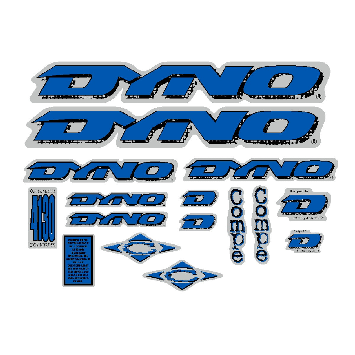 1997 DYNO - Compe - decal set - for chrome frames | BMX Products USA
