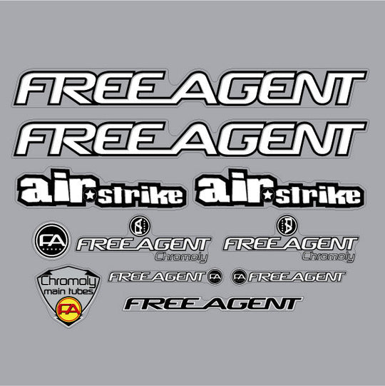 2000 Free Agent - AIR STRIKE - clear decal set | BMX Products USA