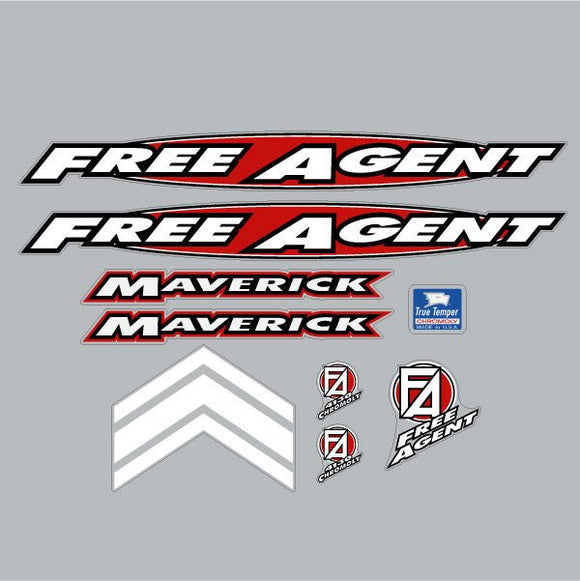 1996 Free Agent - Maverick - Red & Black on clear decal set