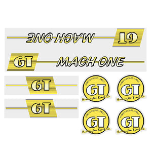 1986 GT BMX - Mach One - Black Yellow on Clear - decal set