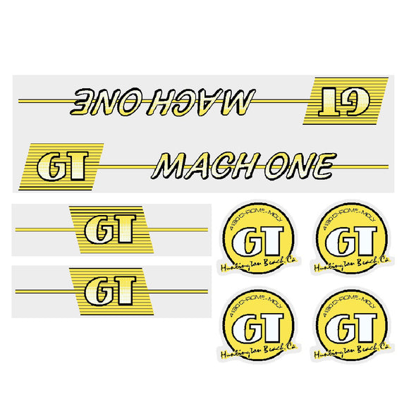 1986 GT BMX - Mach One - Black Yellow on Clear - decal set