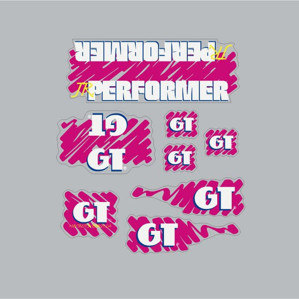 1988 GT BMX - JR Performer decal set for Black or Blue frame - on