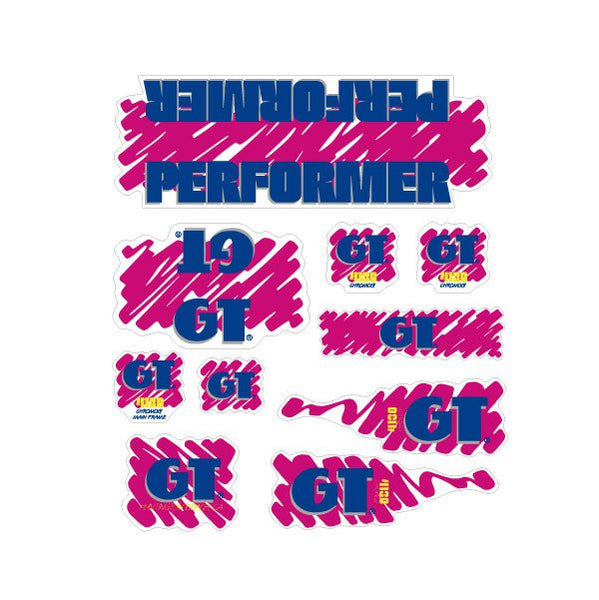 1988 GT BMX - Performer decal set for Chrome or White frame - on