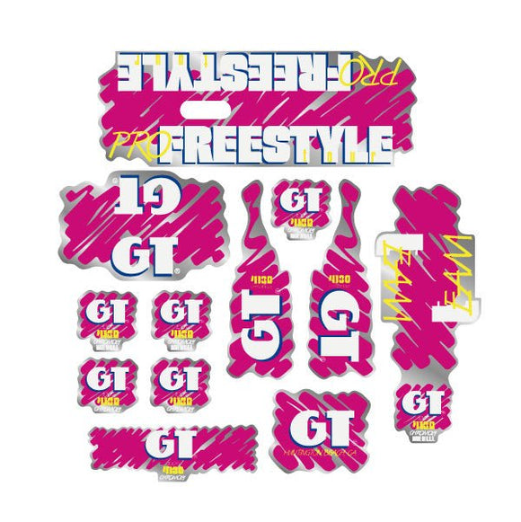 1988 GT BMX - PRO Freestyle Tour TEAM decal set for Black or Blue