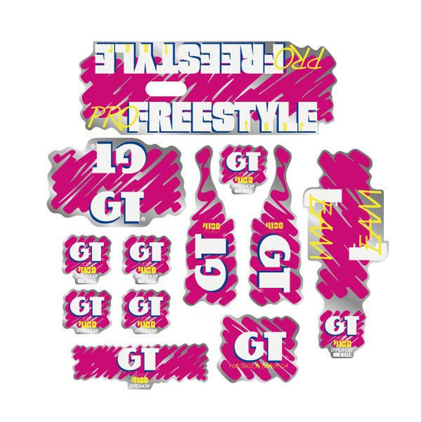 BMX GT フリースタイルプロ　フレームステッカー 1988 GT BMX - PRO Freestyle Tour TEAM decal set for Black or Blue