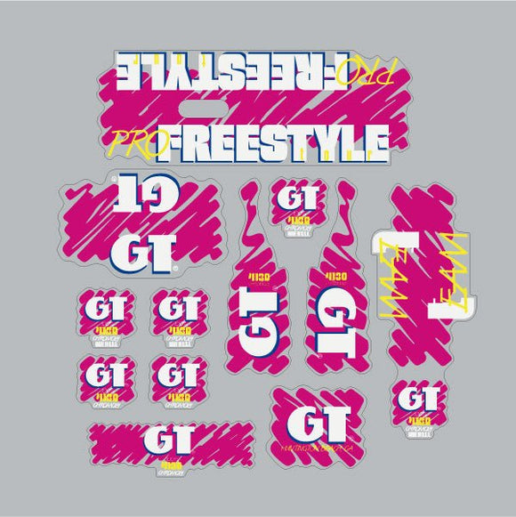 1988 GT BMX - PRO Freestyle Tour TEAM decal set for Black or Blue