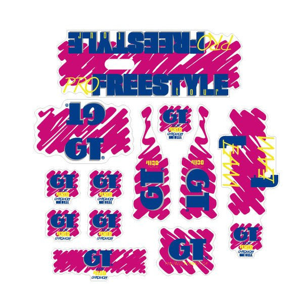 1988 GT BMX - PRO Freestyle Tour TEAM decal set for Chrome or