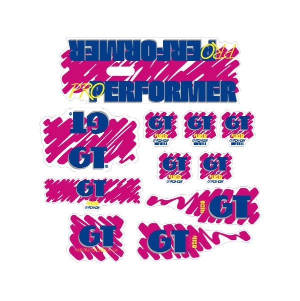 1988 GT BMX - PRO Performer decal set for Chrome or White frame