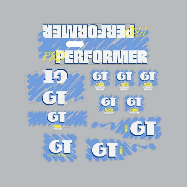 1988 GT BMX - PRO Performer decal set for Pink frame - on Clear