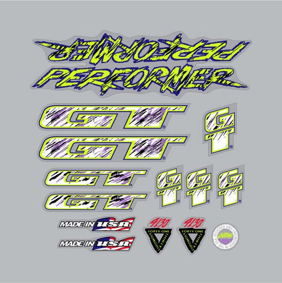 GT - 1993 Performer Decal set - For Black frame