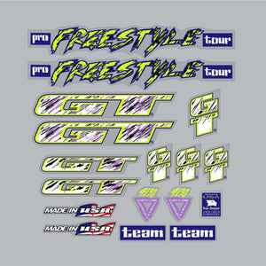 GT - 1993 Pro Freestyle Tour Decal set - Fluro Yellow