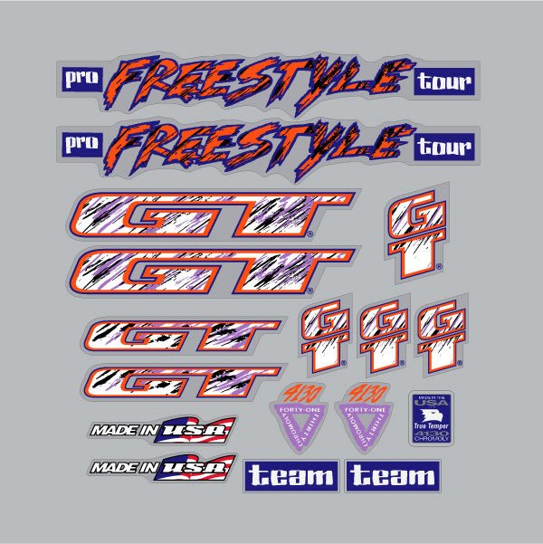 1993 GT BMX - Pro Freestyle Tour Decal set - Orange | BMX Products USA