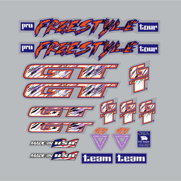 1993 GT BMX - Pro Freestyle Tour Decal set - Orange | BMX Products USA