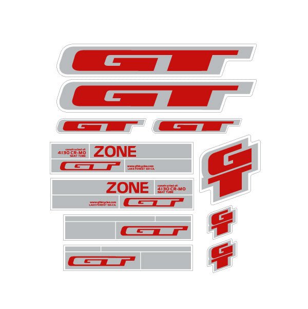 2007 GT BMX - Zone - decal set for black frame - red and silver on