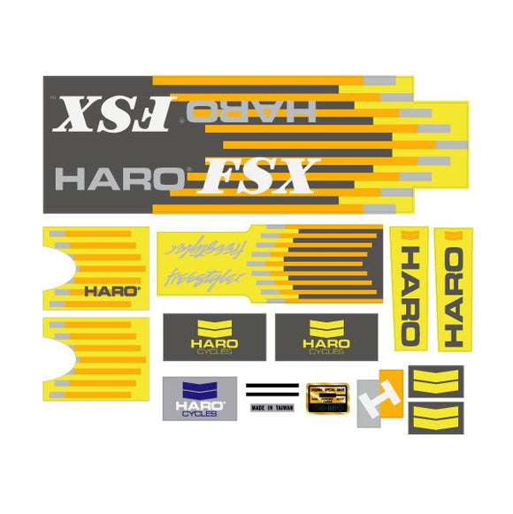 1987 Haro - Freestyler FSX - decal set for yellow grey frame- old