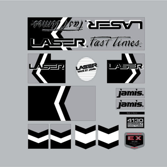 Jamis - LASER Fast times black silver - bmx decal set