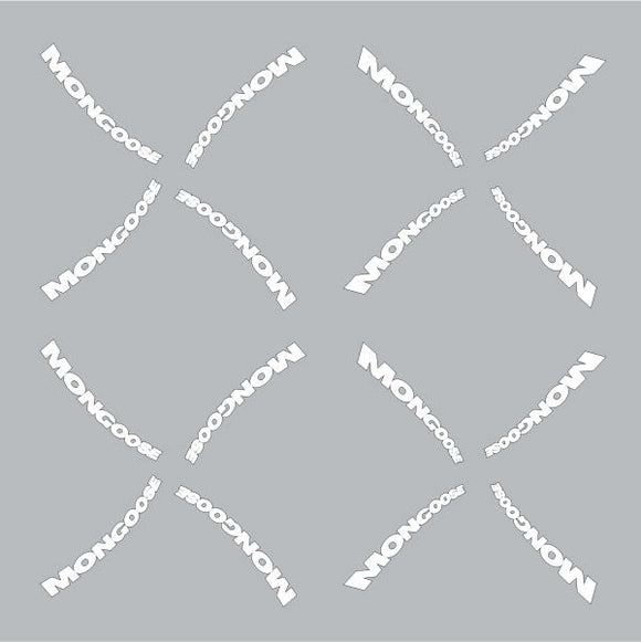Mongoose - 4 Spoke Mid - school Tuff wheel decals in white