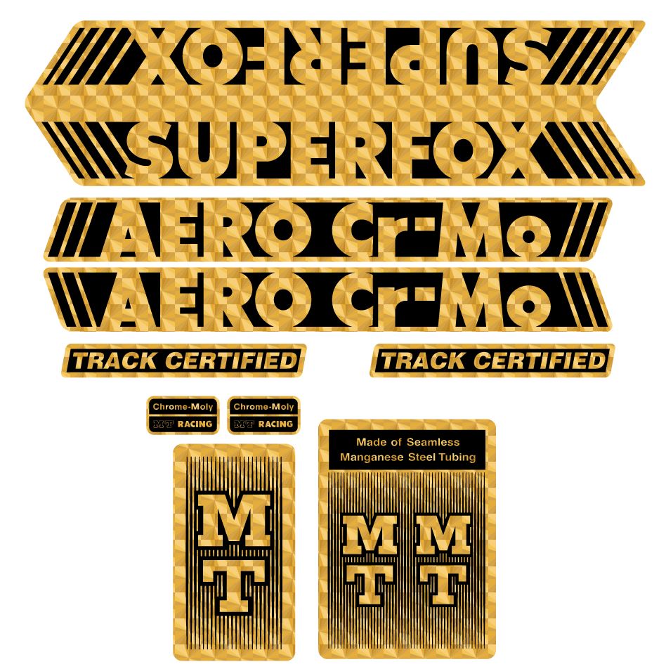 MT Racing - SUPERFOX Aero Cr-Mo Gold on PRISM decal set | BMX Products USA