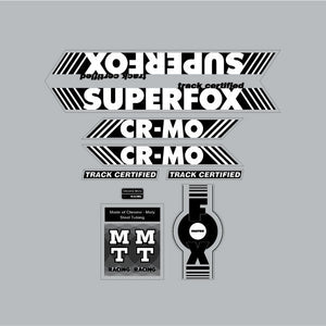 MT Racing - SUPERFOX Cromo Black & White on clear decal set