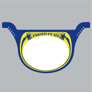 Neal Proto race plate - BLUE with Yellow - Bmx Products AU