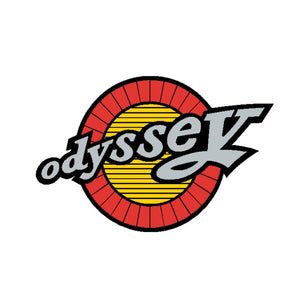 Odyssey - red, yellow, & grey seat post decal