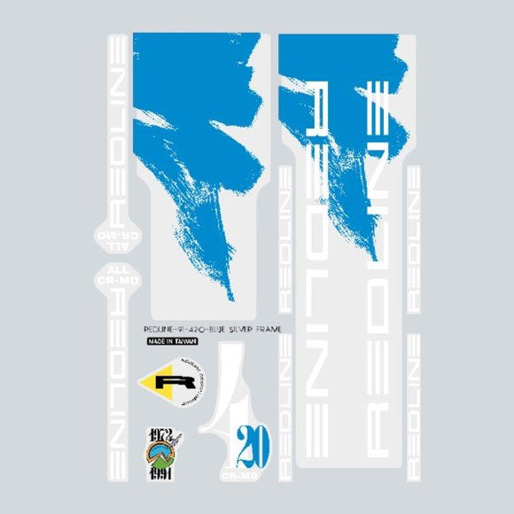 1991 Redline - 420 - Decal set for Blue & Silver frame | BMX