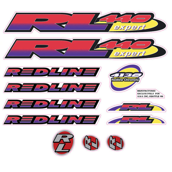 1995 Redline  - RL440 for chrome frame - Decal set