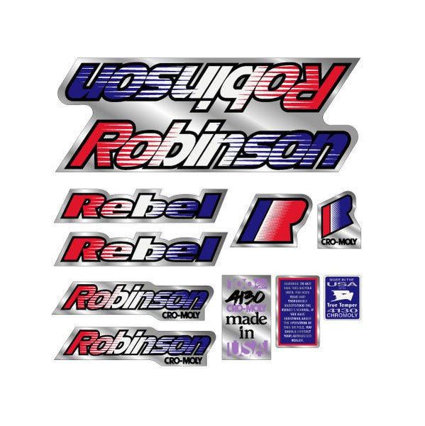 1992 Robinson - REBEL decal set - on chrome | BMX Products USA