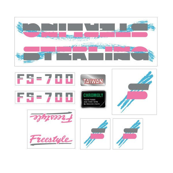 Sterling - FS - 700 Freestyle decal set - Grey Pink on clear