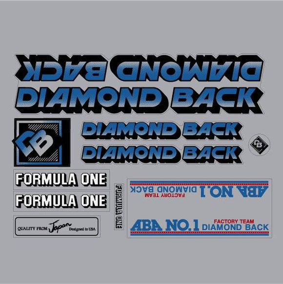1984 Diamond Back - Formula One - BLUE - for chrome frame decal set