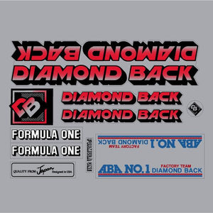 Diamond Back - 1984 Formula One - RED - for chrome frame decal set