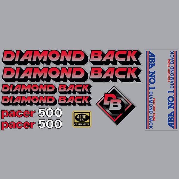 1984 Diamond Back - PACER 500 - RED - on CLEAR decal set | BMX