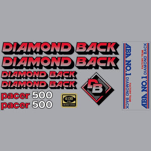 Diamond Back - 1984 PACER 500 - RED - on CLEAR decal set