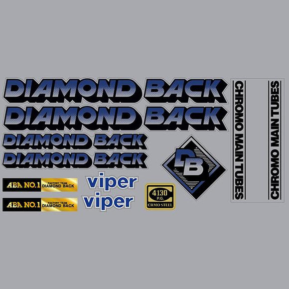 1984 Diamond Back - VIPER - BLUE - on CLEAR decal set