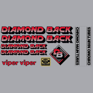 1984 Diamond Back - VIPER - RED - on CLEAR decal set