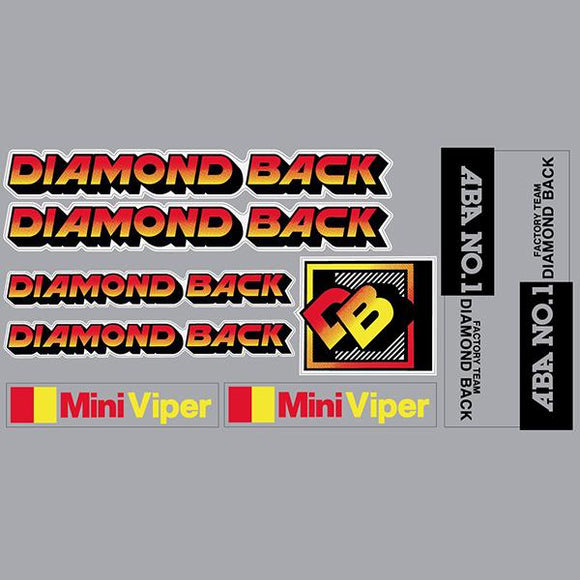 1984 Diamond Back - MINI VIPER 16 - RED YELLOW CHAINSTAYS - on WHITE decal set