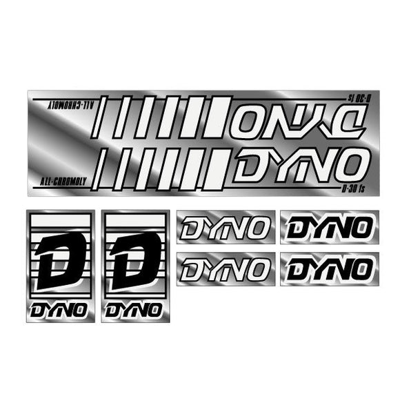 1985 DYNO - D30FS - Black  & white on chrome decal set