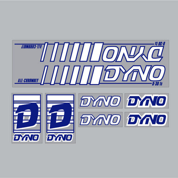 1985 DYNO - D30FS -blue & white on clear decal set