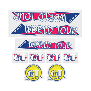 1986 GT BMX PRO World Tour - Pink, blue & Yellow on clear - decal set