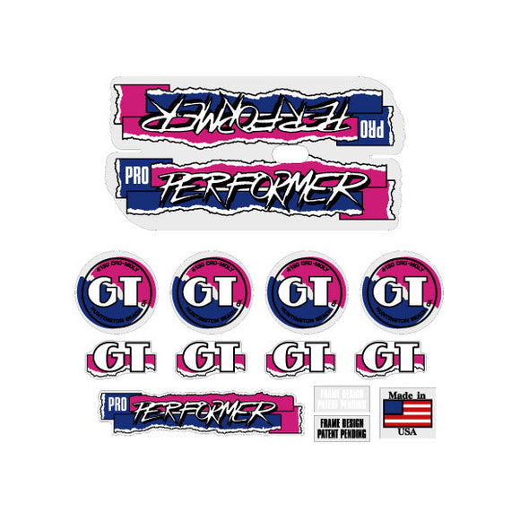 1987 GT BMX PRO Performer on Clear decal set BMX Products USA