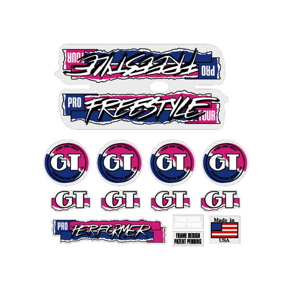 1987 GT BMX - PRO Freestyle Tour - on Clear decal set