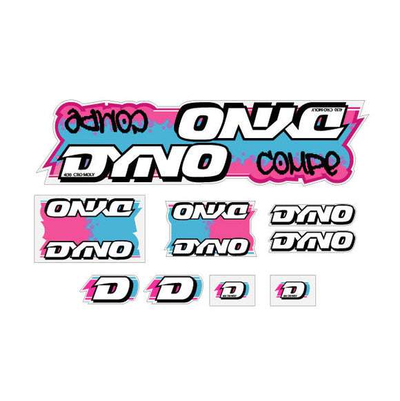 1988 DYNO - COMPE - Pink Blue on clear decal set